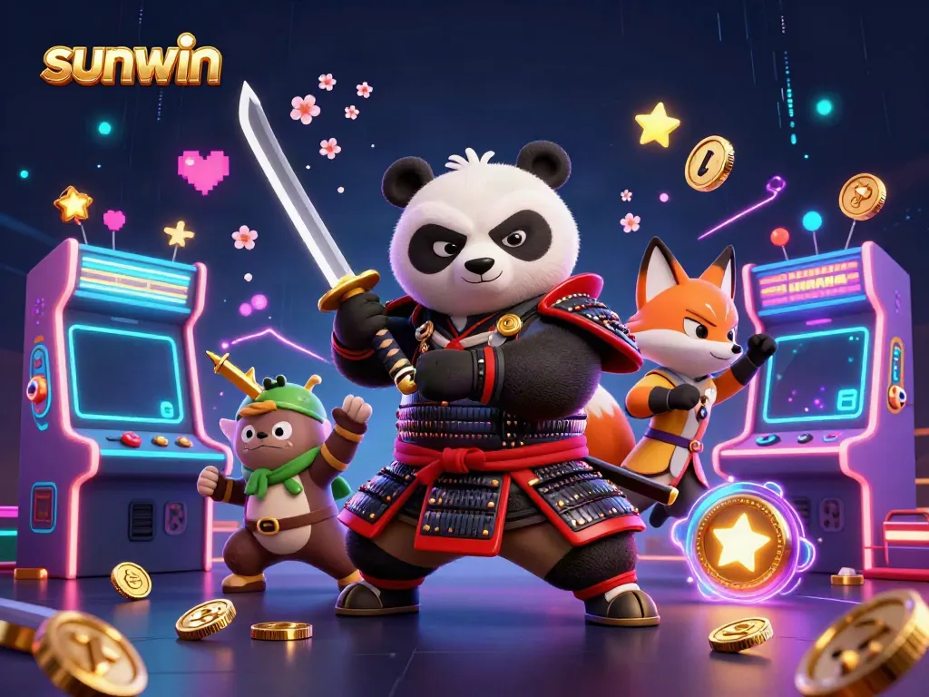 Experience thrilling gaming action with sunwin's vibrant cartoon characters in a dynamic scene.